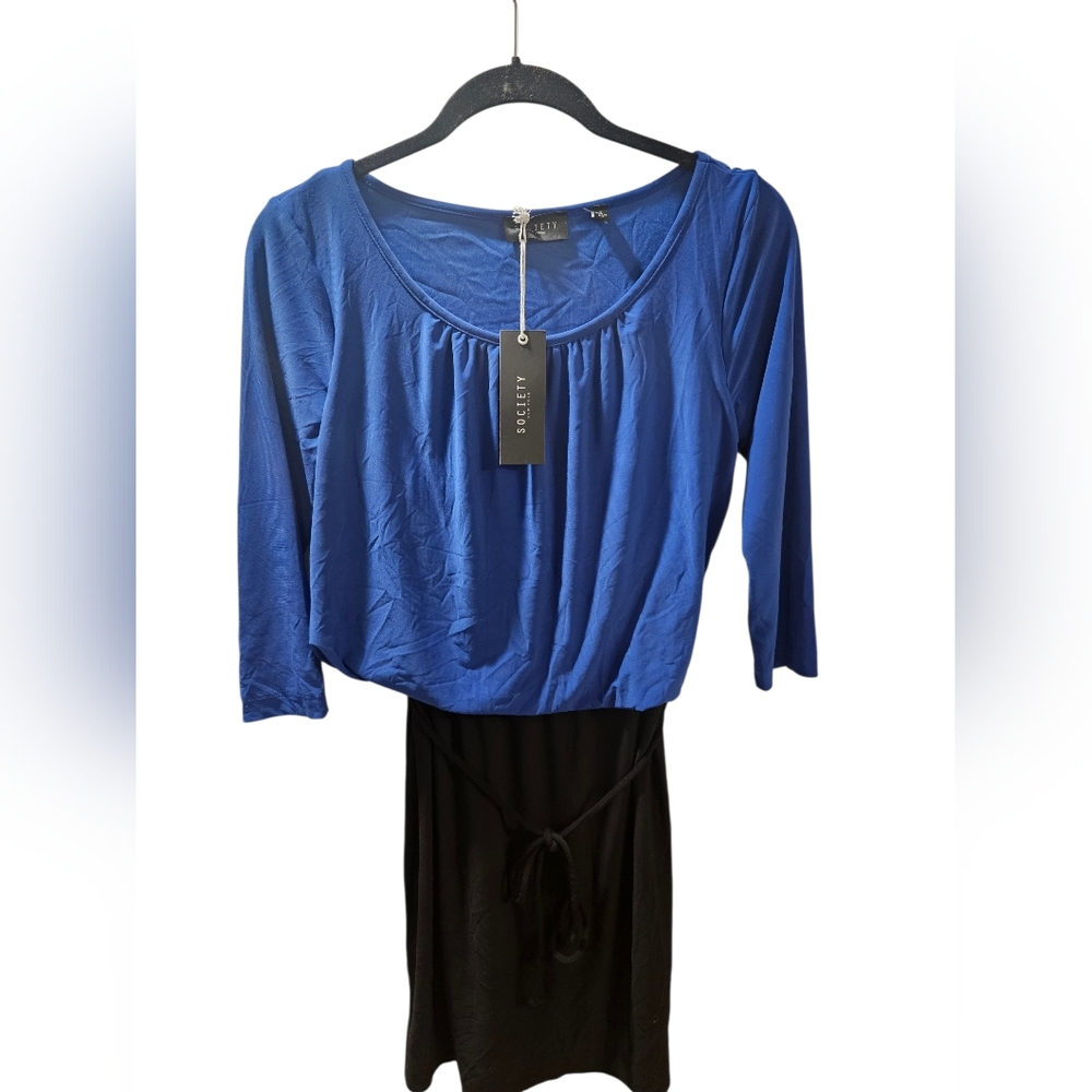 Society New York Blue and Black Society Dress NWT